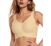 COMFELIE Wireless Minimizer Bra Seamless No UnderNo Underwire Side & Back Large Bust Everyday Bra Full Coverage, Beige, XXL