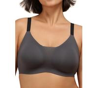 COMFELIE Wireless Seamless Bra for Women - No Underwire, Lightweight, Wirefree With Comfort V Neck - Comfy Sleep Bra, Dark Grey, XL