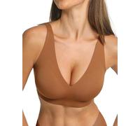 COMFELIE Women Plunge No Underwire Bra Deep V Seamless Supportive Bras Buttery Smooth Comfort Sexy Bralettes Underwear, Rose Taupe, M