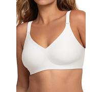 COMFELIE Women V Neck Wireless Bra Full Coverage Comfort Jelly Strip Bras Supportive Seamless Bralette, White, S