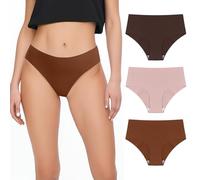 COMFELIE Women's Mid-Rise Seamless Underwear 3/6 Pack Breathable No Show Sexy Lightweight and Soft Panties for Women, Co-br-pk, 3XL