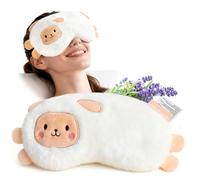 Comfheat Lavender Weighted Eye Pillow - Soft Plush Removable Cover, Moist Heat & Cold Therapy, Natural Aromatherapy Eye Compress Pillow for Relaxation, Yoga, Meditation, and Sleep, Cute Sheep