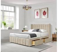 Comfi Beds Mink Plush Divan Bed with 2 Drawers, 54" Wingback HB & Roll Mattress | Size: Super King Comfi Beds Multicolor Super King