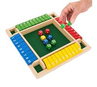 ComfiCare Engaging Wooden Games for Dementia Seniors - 4-Player Shut the Box Board Game for Memory Care & Cognitive Stimulation - Large Number Tiles, Fun Alzheimer's Activity for Adults & Family
