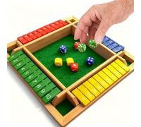 ComfiCare Engaging Wooden Games for Dementia Seniors - 4-Player Shut the Box Board Game for Memory Care & Cognitive Stimulation - Large Number Tiles, Fun Alzheimer's Activity for Adults & Family