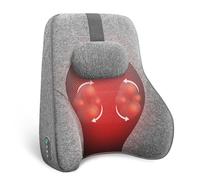 COMFIER Back Support Pillow for Office Chair Car, Lumbar Support Cushion with 4 Shiatsu Massage Heads & Heating Function, Memory Foam Back Support Cushion for Office Chair-Gray