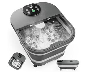 COMFIER Electric Foot Spa Massager with Heat & Automatic Rolling Massage, Adjustable Temperature, 180° Surround Water Spray, Large LED Display, Detachable Massage Plates, Gift for Family and Friends