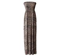 Comfiestyle Printed Strapless Shirred Bandeau Long Maxi Dress - Summer Boobtube Shearing Beachwear Size 8-26
