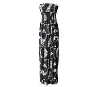 Comfiestyle Printed Strapless Shirred Bandeau Long Maxi Dress - Summer Boobtube Shearing Beachwear Size 8-26