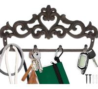 Comfify Cast Iron Wall Hanger - Vintage Design with 4 Hooks - Keys, Towels, etc - Wall Mounted, Metal, Heavy Duty, Rustic, Vintage, Decorative Gift Idea