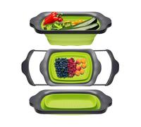 Comfify Green XL Collapsible Silicone Over Sink Colander - 6 Quart | Green; extends to 25" to span most sinks hands available; collapses flat; 6 Qt; heat resistant to 176°F; pasta, veg, fruit