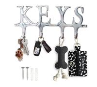 Comfify Key Holder for Wall - Cast Iron Wall Mount Key Rack with 4 Hooks - Entryway Organizer with Screws and Anchors - Vintage-Style, 6x8” - Silver Finish