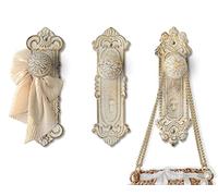 Shabby Chic Cast Iron Decorative Wall Mounted Hooks - Rustic White - Door Knob Coat Hooks for Wall - Set of 3 - Screws and Anchors Included - Antique Wall Hooks for Hanging Clothes