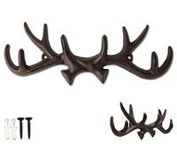Comfify Vintage Cast Iron Deer Antlers Wall Hooks Antique Finish Metal Clothes Hanger Rack w/Hooks | Includes Screws and Anchors | in Rust Brown