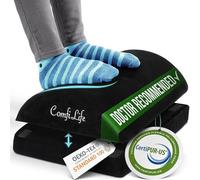 ComfiLife Ergonomic Under Desk Foot Rest for Office Use - Adjustable Height Memory Foam Foot Stool Under Desk for Office Chair & Gaming Chair - for Back & Hip Pain Relief (Black)