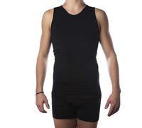 Comfizz Men's Compression Vest - Body shaper belly binder - Post-Surgery & Hernia Recovery, Abdominal Shapewear, Chest & Back Support - Conceals and supports an ostomy - Long Length (Black 2XL/3XL)
