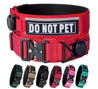 Comfluxe AirTag Dog Collar, 2" Wide Tactical Military Dog Collar with AirTag Holder & 3 Pet Patches, Soft Padded Reflective Waterproof Nylon Collar with Metal Buckle for Large Dogs (Red, L)