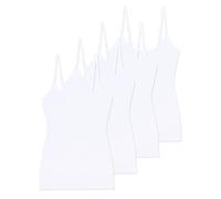 Comfneat Women's 4-Pack Slim-Fit Camisoles Adjustable Spaghetti Strap Cotton Top Undershirt (M, White 4-Pack)