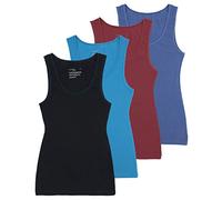 Comfneat Women's 4-Pack Slim-Fit Vests, Black/Royal Blue/Dark Red/Blue, XXL
