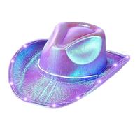 COMFOLIVING Hat - Women's Hat | Brightly Glowing Hat for Halloween | Cowgirl Hat with Lights | Illuminated Hat for Parties and Festivals, Shadow