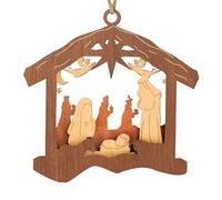 COMFOLIVING - Nativity Scene Ornament | Nativity Scene Keepsake - Nativity Scene Christmas Decorations, Wooden Carved Christmas Decoration, Nativity Scene Keepsake for Christmas, Wedding Decorations