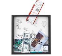 COMFOLIVING Travel Archive Box, Adventure Box for Keepsakes, Travel Memory Box Display Case with Wooden Ticket Adventure Collector Holder for Storing Memory Tickets