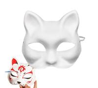 COMFOLIVING White Cat Mask, Blank Hand Painted Face Mask, Half Face Cover, Cosplay Props for Masquerade, Halloween, Craft Mask, Cat Masks for Painting, Christmas Carnival