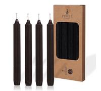 comforder COMFORDER Taper Candles Set, 4 x Table Candles Plain + Ribbed, 20 cm, 7 Hours Burning Time (Black)