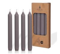 comforder COMFORDER Taper Candles Set, 4 x Table Candles Plain + Ribbed, 20 cm, 7 Hours Burning Time (Grey)