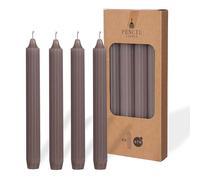 comforder COMFORDER Taper Candles Set, 4 x Table Candles Plain + Ribbed, 20 cm, 7 Hours Burning Time (Mauve)