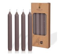 comforder COMFORDER Taper Candles Set, 4 x Table Candles Plain + Ribbed, 20 cm, 7 Hours Burning Time (Taupe)