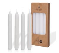 comforder COMFORDER Taper Candles Set, 4 x Table Candles Plain + Ribbed, 20 cm, 7 Hours Burning Time (White)