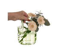 Comforder Glass Handbag Vase - Modern Home Decor for Flowers (14 x 9.5 x 22 cm) - Decorative Handbag-Style Flower Vase for Home, Wedding, Clear Centerpiece for Table, Small Fish Bowl (Green)