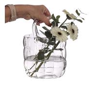 Comforder Glass Handbag Vase - Modern Home Decor for Flowers (19×11×28 cm) - Decorative Handbag-Style Flower Vase for Home, Wedding, Clear Centerpiece for Table, Small Fish Bowl (Transparent)