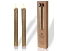 comforder LED Dinner Taper Candles, Battery, Set of 2, Gold