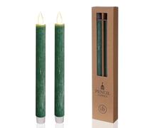 comforder Real Wax LED Taper Candle Electric -Flickering Candles Battery Operated (Set of 2), Electric Candles Flickering with Timer Function (Moss Green)