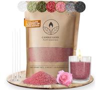 comforder Scented Candle Sand with Wicks, Pearled Candle, Wax Granules, 14oz Sand Wax Granules + 4 Wicks (Pink, Rose)