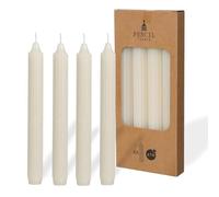 Comforder Taper Candles Set of 4, Plain + Ribbed, 20 cm, Cream | 7 hours burning time, drip free and odourless paraffin wax, no palm oil, table candles for dinner decor
