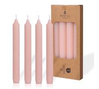 Comforder Taper Candles Set of 4, Plain + Ribbed, 20 cm, Pink