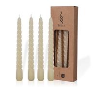 comforder Twisted Table Candles (Pack of 4) Twisted Candle / Spiral Candle in Cream, Odourless, 4 Hours Long Burning Time - 19 x 2.2 cm