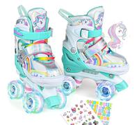 Comforhous Rainbow Kids Roller Skates for Girls Boys 4 Size Adjustable Roller Shoes for Girls with Luminous Wheels Light up Kids Rollerskate Birthday Gift for Beginner Outdoor Indoor Sports