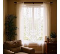 Comforight n Net Door Curtain Panel - Lace Door Curtains - French Vintage Drapes Blind Embroidered Sheer Curtain for Glass Door Patio Front Door, White, 24 X 72Inchs