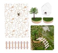 COMFORING 6 Pcs Jumping Spider Accessories Glass House Hide Habitat Wooden Forest Platforms Spider Climing Web Ladder Jumping Spider Enclosure Accessories for Climbing & Hiding and Resting