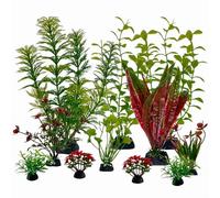 Comforso 11 Pcs Artificial Aquarium Plants Set, Fish Tank Plants Artificial with Weighted Base, Multicolor Plastic Aquatic Plants Aquarium Accessories for Freshwater and Saltwater Tanks