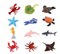 Comforso 12 Pcs Sea Animals Figures, Large Size Boys Toys Plastic Ocean Animal Figures Set, Realistic Mini Marine Creature Models, BPA-Free Plastic for Bath Toys, Cake Decoration & Party Favors