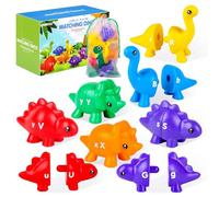 Comforso 14PCS Montessori Dinosaur Toys,Color & Alphabet Sorting Stacking Matching Game,ABC Counting Educational Learning Toys Fine Motor Skills for Toddlers 2-5 Years