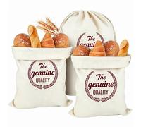 Comforso 3 Pack Bread Bags for Homemade Bread, Reusable Cotton Bread Bags, Washable Baguette & Cookie Storage to Keep Bread Fresh, for Sourdough, Pastries, Picnic & Daily Use