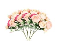 Comforso 4 Bunches Artificial Peony Silk Flowers, Faux Peonies Flower Bouquet, Soap Flowers Bouquet for Mother's Day, Wedding Party, Everlasting Flower for Anniversary, Graduation (Yellow)