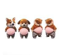Comforso 4PCS 3D Shiba Inu Dog Belly Stickers,Super Soft Rubber Anti-Shock Wall Protector,Quiet Door Stopper for Doorknobs,Refrigerator Door,Cabinets,Car Door Edge Guards,Self-Adhesive Decal for Home