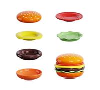 Comforso 6-Piece Adorable Hamburger Sauce Dishes,Mini Condiment Bowls for Sushi Soy Sauce,Ketchup,Creative Dip Bowls,Stackable Burger Plate Set & Novelty Dipping Bowl for Yogurt,Honey,Jam